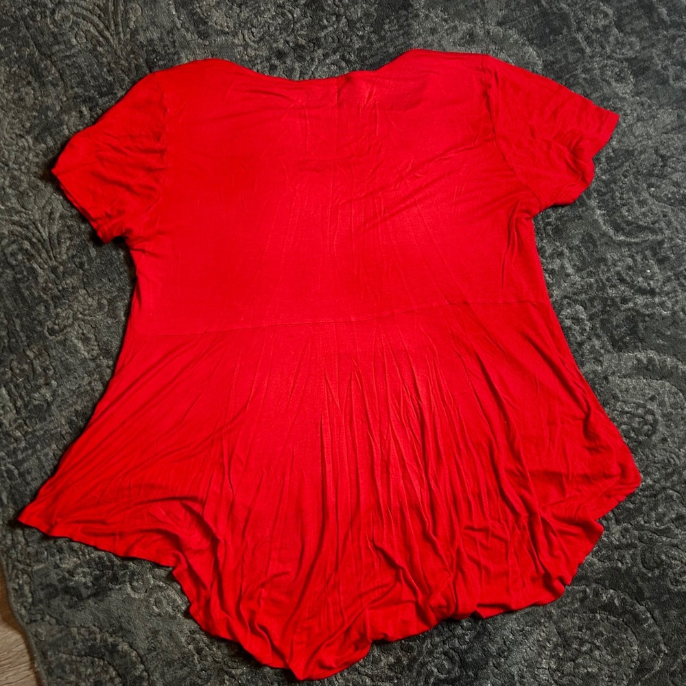 Y2K Red Glam Heels Graphic Top 2X High Low Tunic Party Girl Pearl Embellished T - Picture 2 of 5